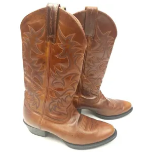 ARIAT Mens Leather Western Cowboy Boots Brown Patterned Style #34740 Size 8.5 D