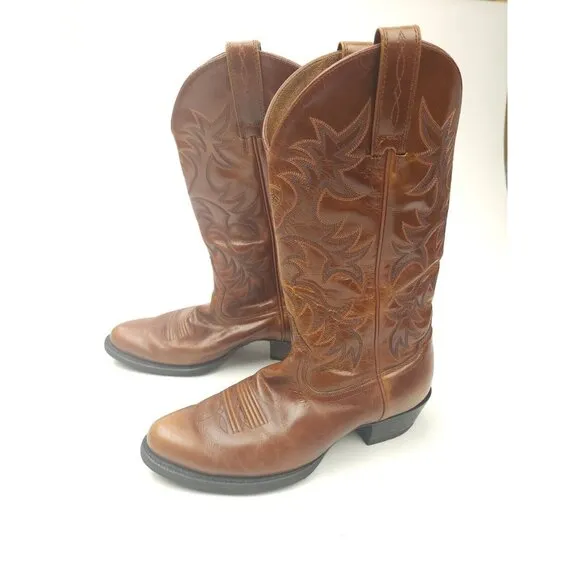 ARIAT Mens Leather Western Cowboy Boots Brown Patterned Style #34740 Size 8.5 D