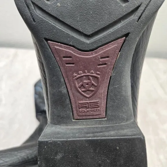 Ariat Mid Calf Western Boots Mens Size 10.5 Black Leather Pull On Cowboy Boot