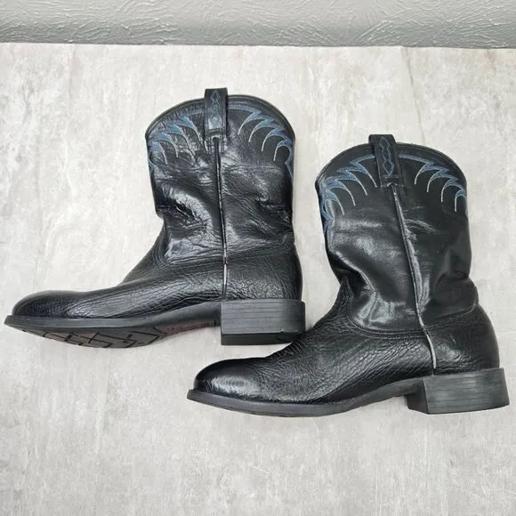 Ariat Mid Calf Western Boots Mens Size 10.5 Black Leather Pull On Cowboy Boot