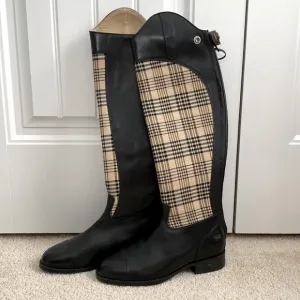 Ariat NWOB Women's‎ Riding Boots Size 7B Black Leather Plaid Zip Up Equestrian