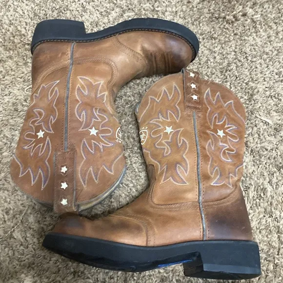 Ariat Pro Baby Brown Leather Boots Size 6.5