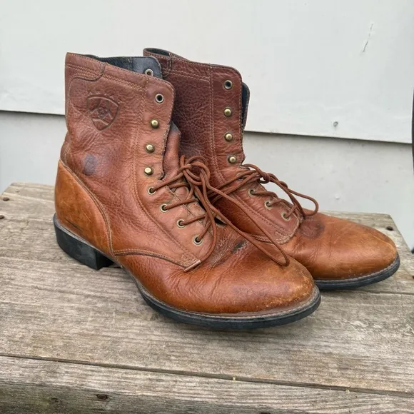 Ariat Roper Lace Up Brown Leather Cowgirl Boots Style 11080 Size 8B