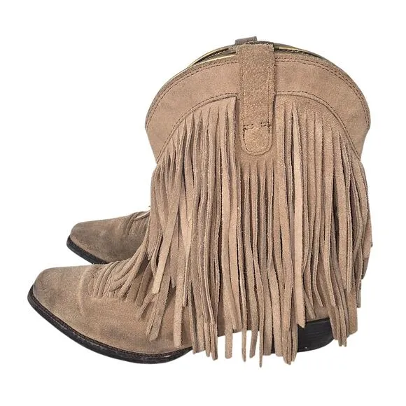 Ariat Western Bootie Boot Youth 5.5 Suade Fringe Cowgirl Equestrian Festival