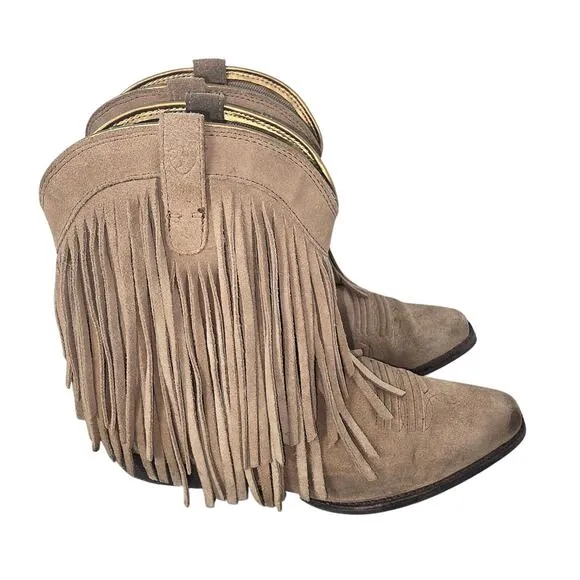 Ariat Western Bootie Boot Youth 5.5 Suade Fringe Cowgirl Equestrian Festival