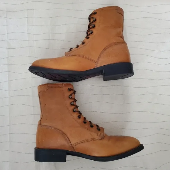 Ariat Womens Packer Rodeo Tan Leather Lace-Up Western Riding Boots Size 7 B