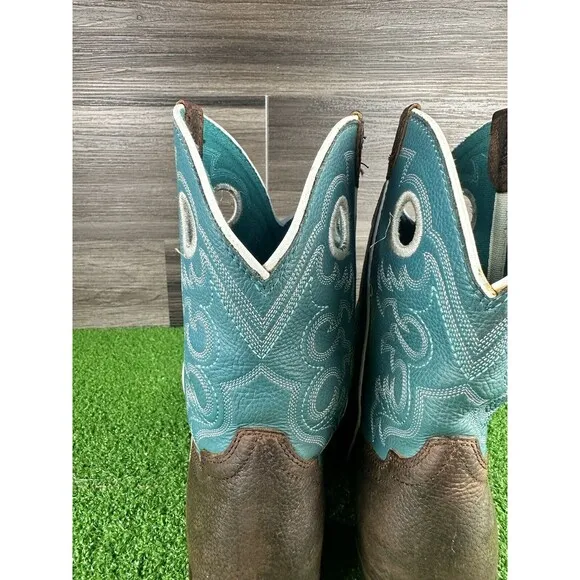 Ariat Youth‎ Fatbaby Leather Boots, Distressed Brown Turquoise size 4