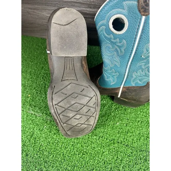 Ariat Youth‎ Fatbaby Leather Boots, Distressed Brown Turquoise size 4