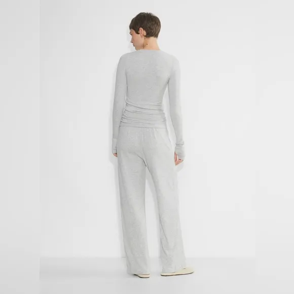 Aritzia Matching Set Destination Longsleeve Recharge Pant Heather Light Grey