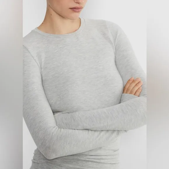 Aritzia Matching Set Destination Longsleeve Recharge Pant Heather Light Grey