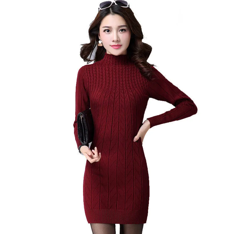 Arrival Women Autumn/Winter Dress 5 Colors Knitting Warm Sheath Plus Size S-3XL Casual Women's dresses vestidos