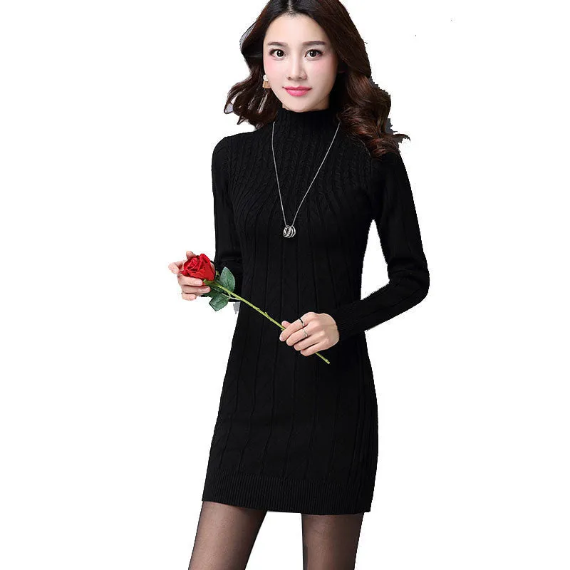 Arrival Women Autumn/Winter Dress 5 Colors Knitting Warm Sheath Plus Size S-3XL Casual Women's dresses vestidos