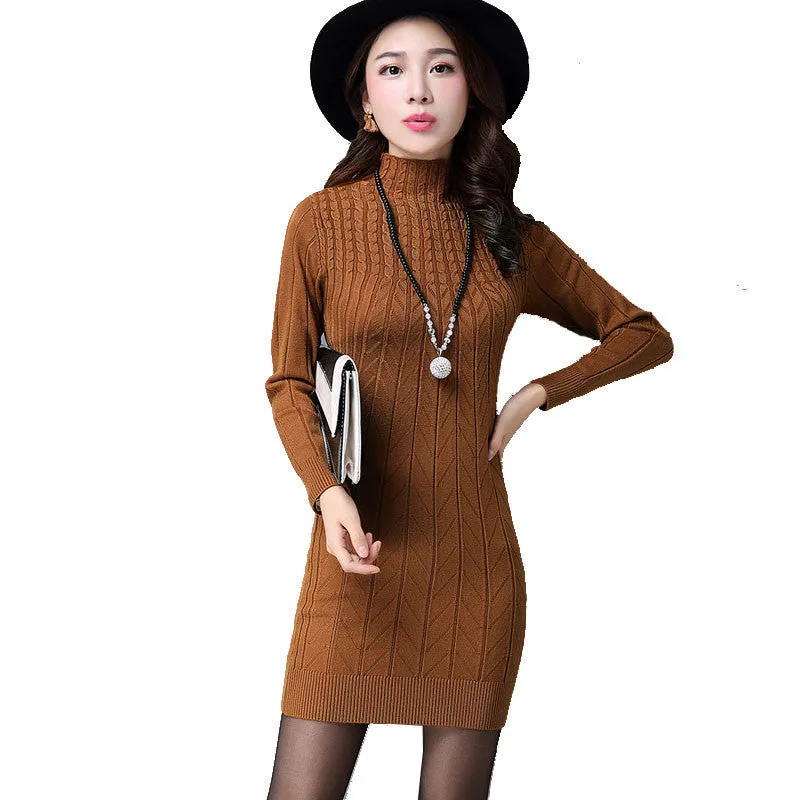Arrival Women Autumn/Winter Dress 5 Colors Knitting Warm Sheath Plus Size S-3XL Casual Women's dresses vestidos