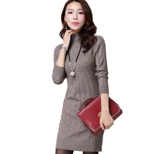 Arrival Women Autumn/Winter Dress 5 Colors Knitting Warm Sheath Plus Size S-3XL Casual Women's dresses vestidos