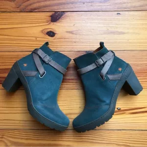 Art Teal Tan Strap Spanish Leather Boots, EUC, 38