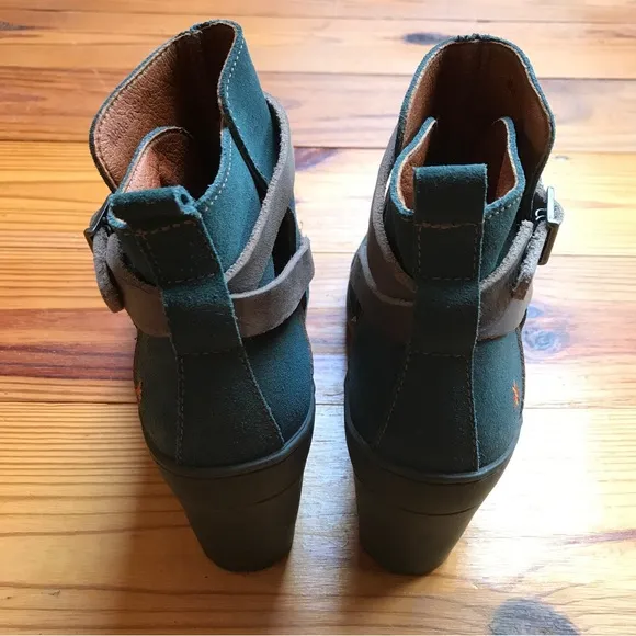 Art Teal Tan Strap Spanish Leather Boots, EUC, 38