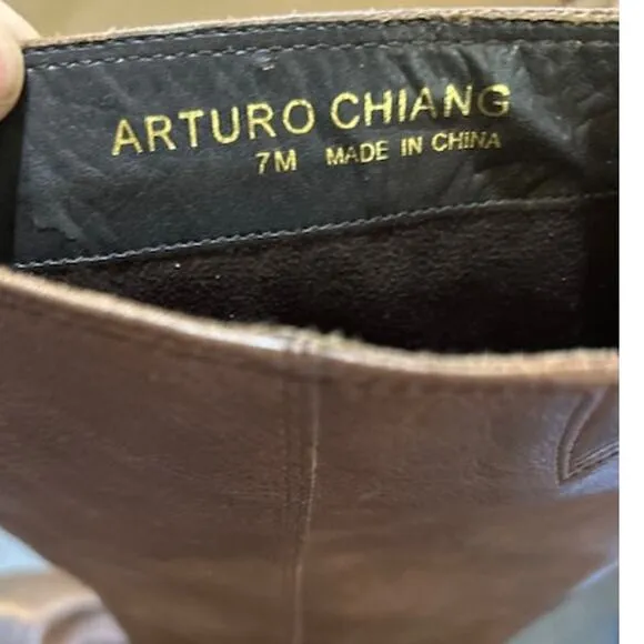 ARTURO CHIANG Brown Tall Leather Riding Boots Back Zip Women's Size 7