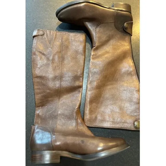 ARTURO CHIANG Brown Tall Leather Riding Boots Back Zip Women's Size 7