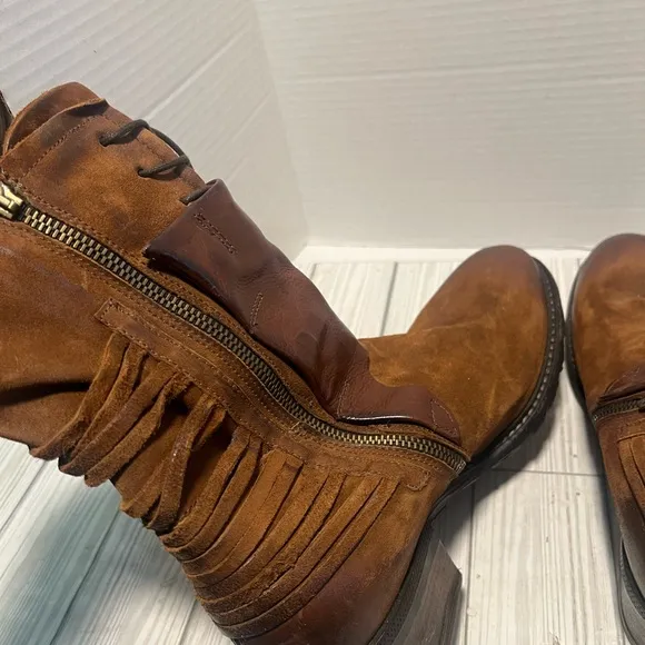 A.S.98 Boots Womens Leather Brown Zip Size 41 Airstep US 9.5/10 Shoes