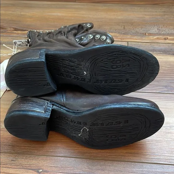 A.S.98 Dark Brown Ankle Boots with Silver Accents