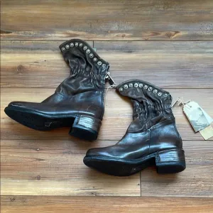 A.S.98 Dark Brown Ankle Boots with Silver Accents