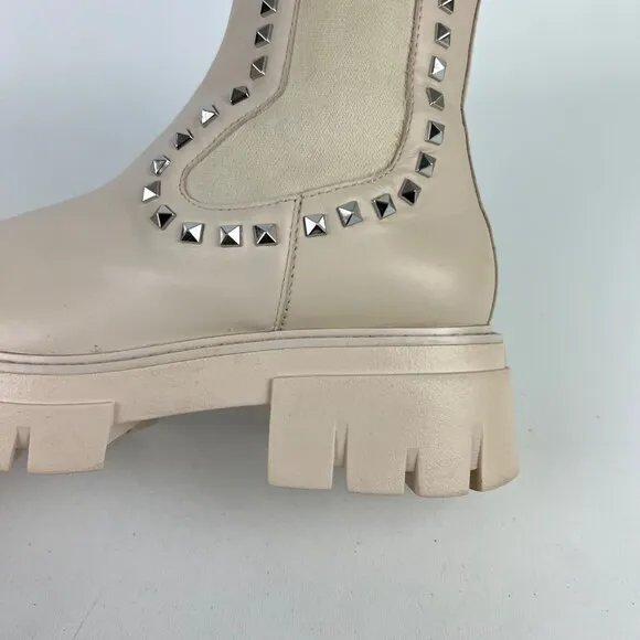 Ash Womens Lenny Studded Leather Chelsea Boots Whisper Cream size EU 38 US 7.5 8