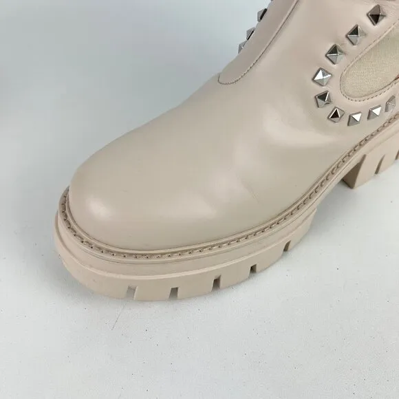 Ash Womens Lenny Studded Leather Chelsea Boots Whisper Cream size EU 38 US 7.5 8