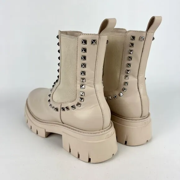 Ash Womens Lenny Studded Leather Chelsea Boots Whisper Cream size EU 38 US 7.5 8