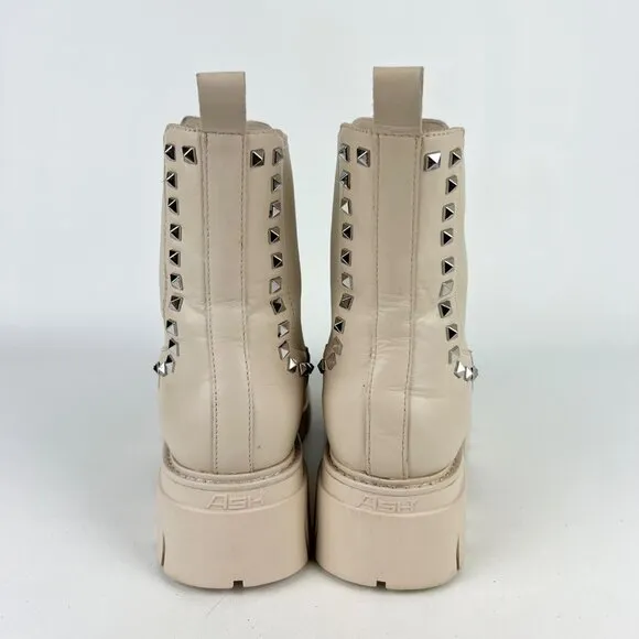 Ash Womens Lenny Studded Leather Chelsea Boots Whisper Cream size EU 38 US 7.5 8