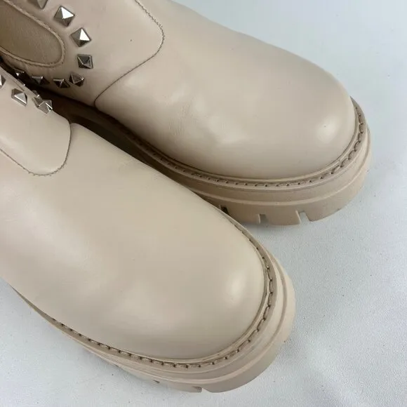 Ash Womens Lenny Studded Leather Chelsea Boots Whisper Cream size EU 38 US 7.5 8