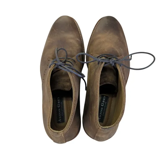 Aston Grey Legaewet Leather Chukka Boots Brown Roughout Men's Size 9 Rubber Sole