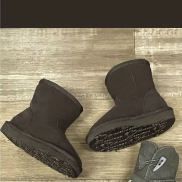 𝅺Aussie Merino Kids Suede Winter Boots In Dark Brown