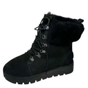 AUSTRALIA LUXE Cairns Black Twinface Sheepskin Boots Lace Up Size 7 NEW