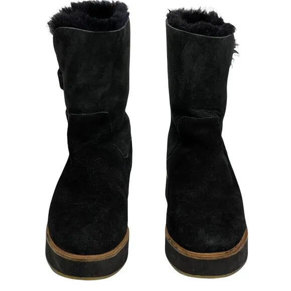 Australia Luxe Collective Fuzzy Black Bushmill Winter Suede Fur Boots Size 7