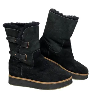 Australia Luxe Collective Fuzzy Black Bushmill Winter Suede Fur Boots Size 7