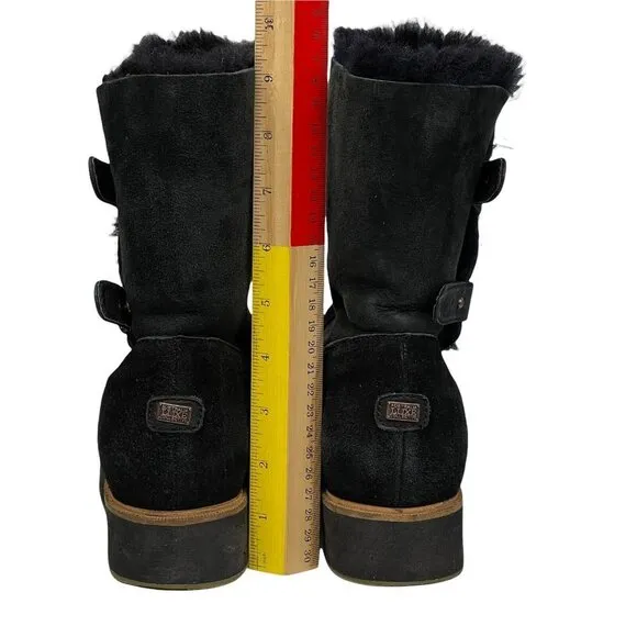 Australia Luxe Collective Fuzzy Black Bushmill Winter Suede Fur Boots Size 7