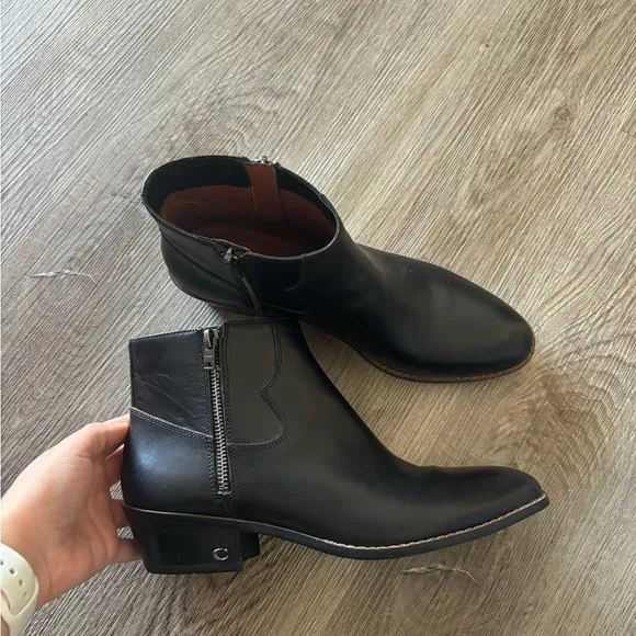 Authentic COACH DANI Black Leather Ankle Boots
