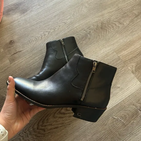 Authentic COACH DANI Black Leather Ankle Boots