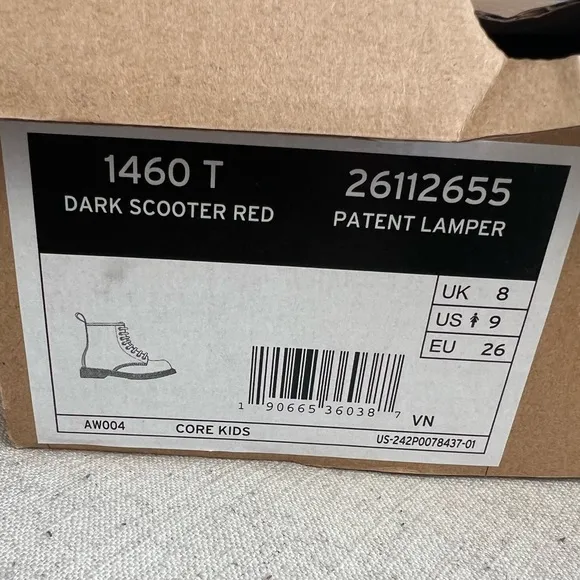 ❤️Authentic Dr Martens 1460 T patent leather dark scooter red toddler boots