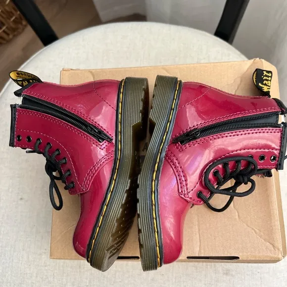 ❤️Authentic Dr Martens 1460 T patent leather dark scooter red toddler boots
