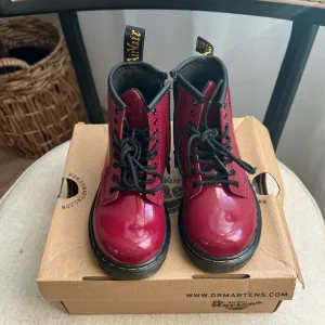 ❤️Authentic Dr Martens 1460 T patent leather dark scooter red toddler boots