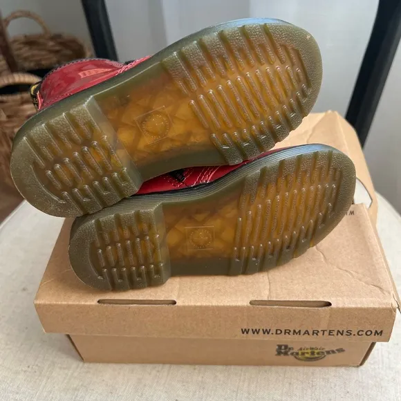 ❤️Authentic Dr Martens 1460 T patent leather dark scooter red toddler boots