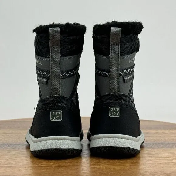 Baby Merrell Crush 3.0 Waterproof Gray‎ Black Insulated Snow Winter Boots Size 4