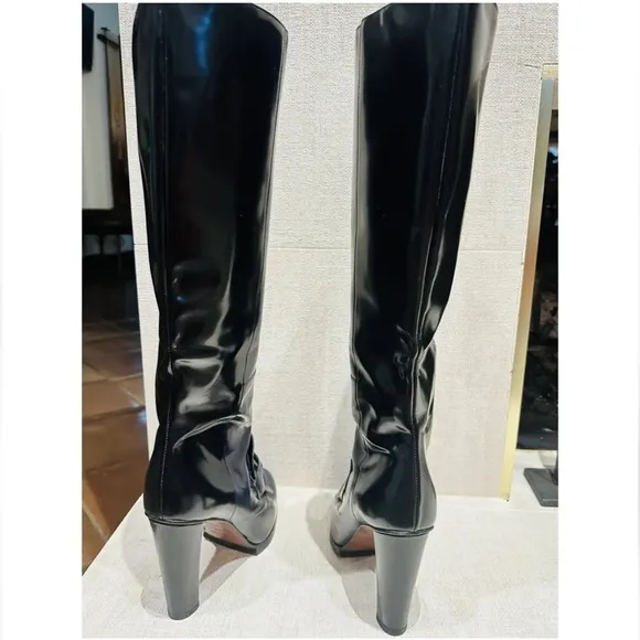 Balenciaga leather knee boots, two toned navy&amp;black, Sz 38, *Clearance*