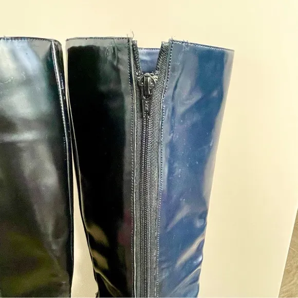 Balenciaga leather knee boots, two toned navy&amp;black, Sz 38, *Clearance*