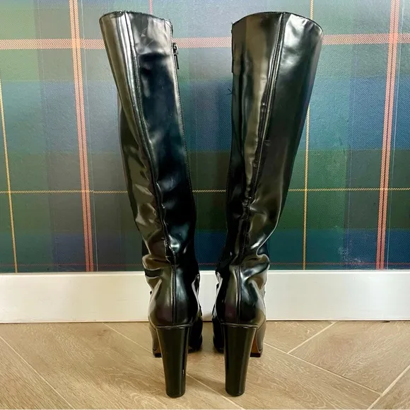 Balenciaga leather knee boots, two toned navy&amp;black, Sz 38, *Clearance*