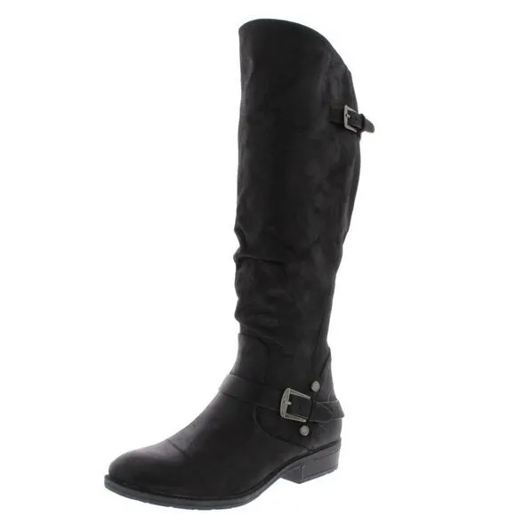 BareTraps Black Yanessa Women Tall Slouch Riding Boots Womens Size 6 Wider Calf