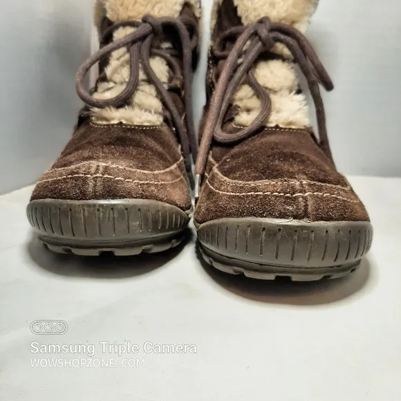 Baretraps Deelya Boots Womens Size 11M Suede Ankle Winter Faux Fur Tan Brown Fun