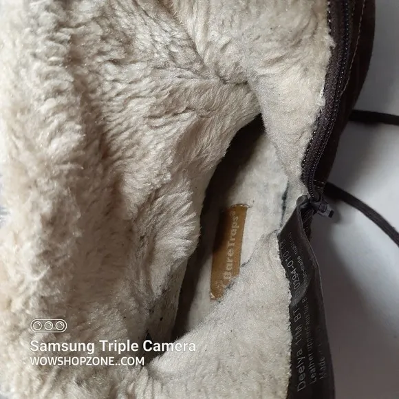 Baretraps Deelya Boots Womens Size 11M Suede Ankle Winter Faux Fur Tan Brown Fun