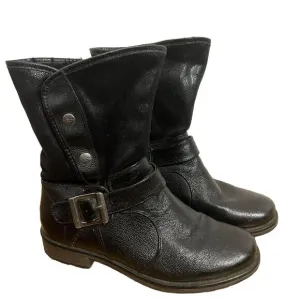 BareTraps Shakira Leather Fleece Lined Boots Women’s Size 8.5 Biker Black Zip
